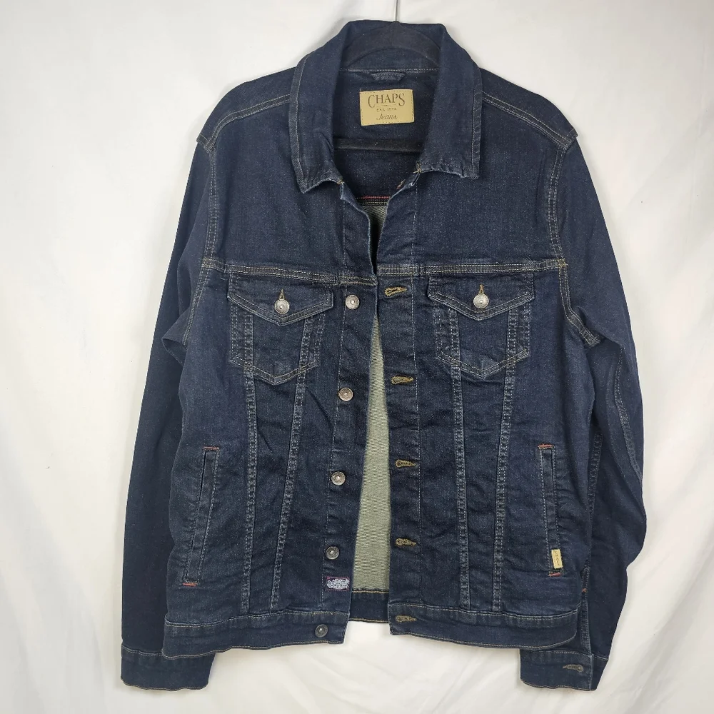 CHAPS Denim Men's‎ Jeans Jacket Size XL Navy Blue stretch